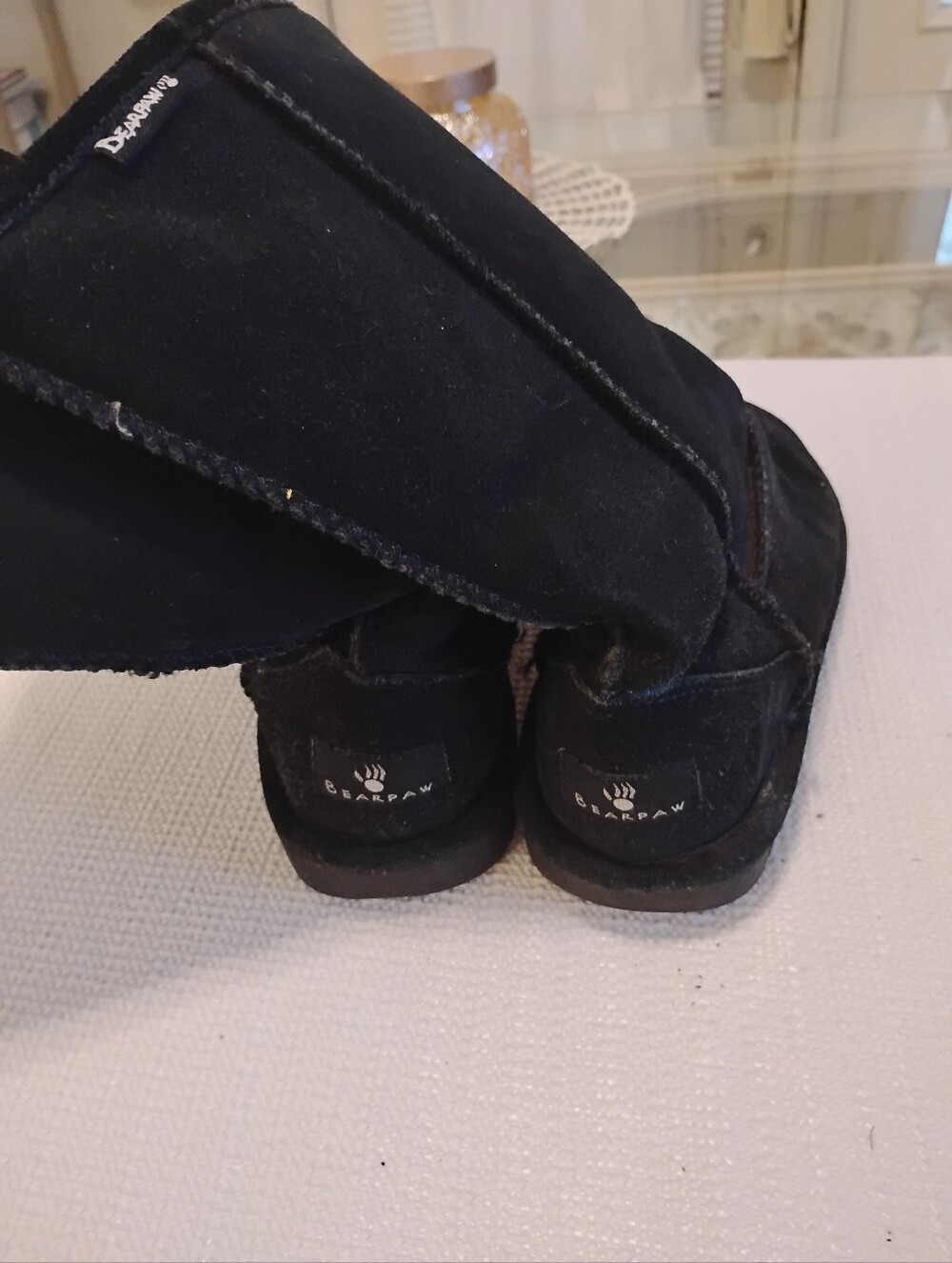 BearPaw Black Suede Short Winter Boots